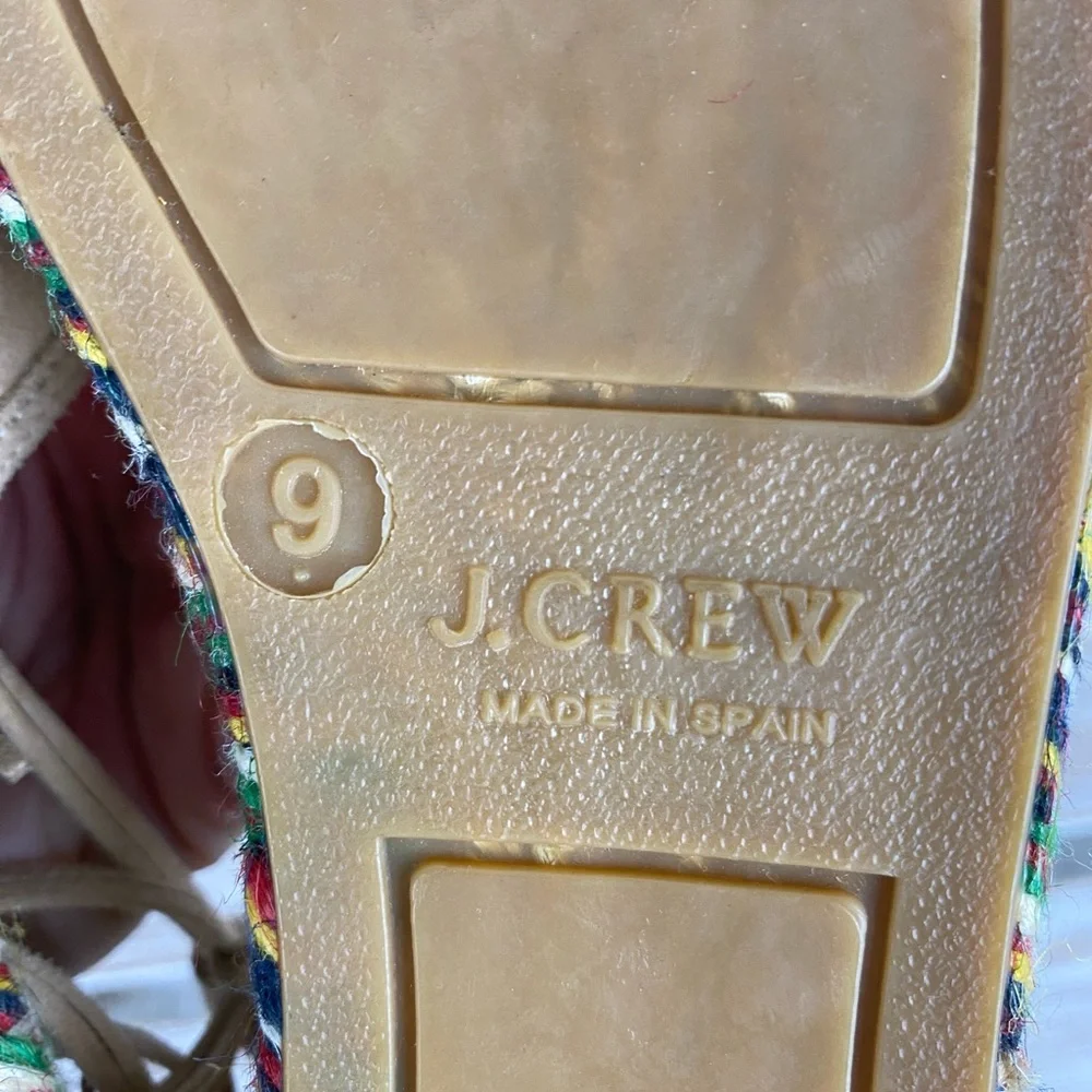 J. Crew Baja desert canyon Suede Flat Espadrilles Sz 9 Lace Up Ankle Ties Beige - Picture 11 of 12